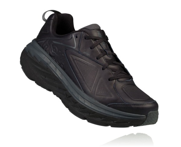 Hoka One One Bondi Leather Womens UK - Black Road Running Shoes - DQRIS8426